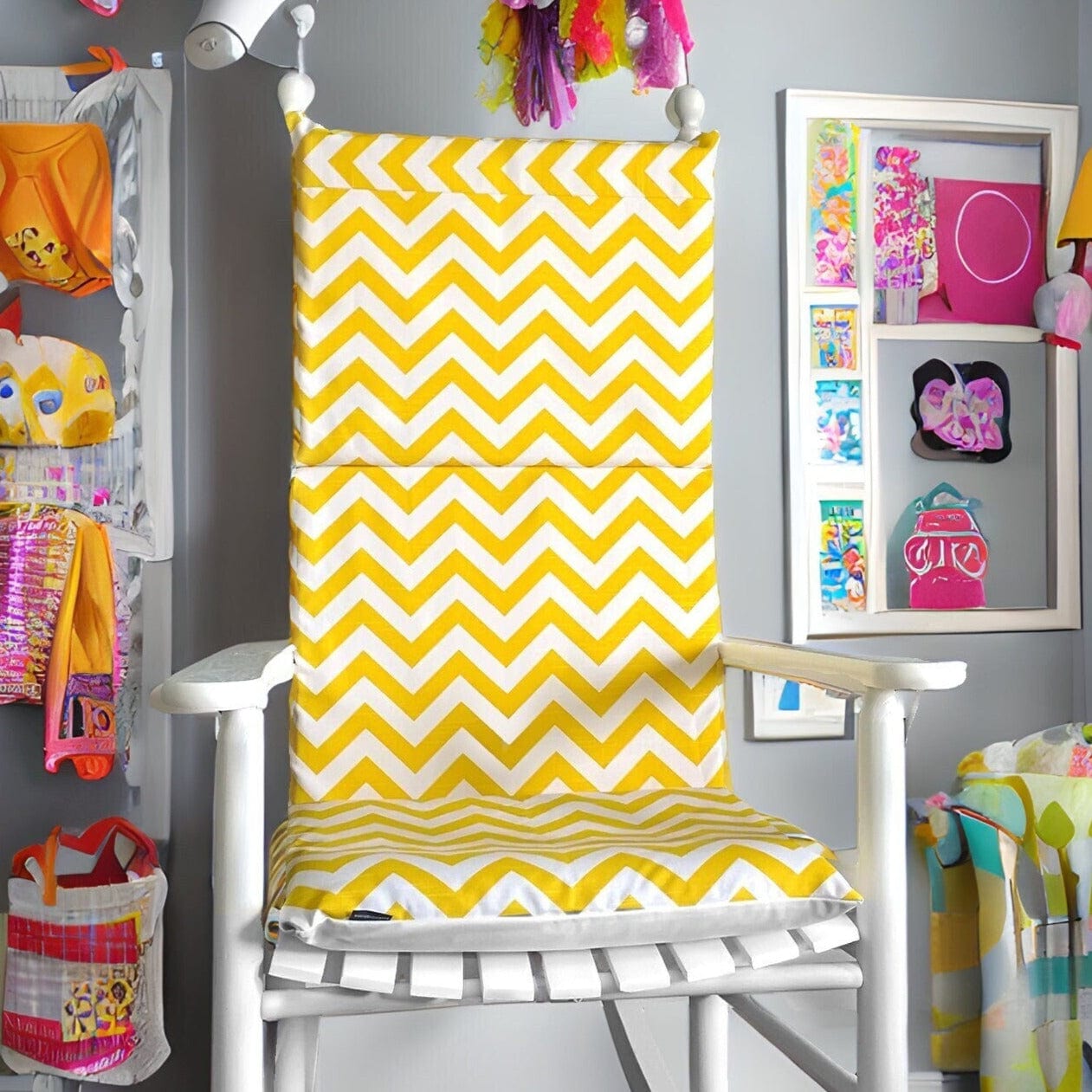 Rockin Cushions Yellow Zig Zag Chevron Rocking Chair Cushion